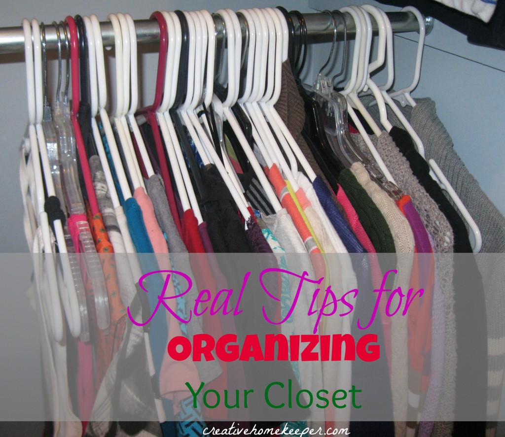 It doesn't have to be pretty to be organized. Want some practical, frugal and real tips to organize your closet? Use what you already have to create an organizational system that works for you.