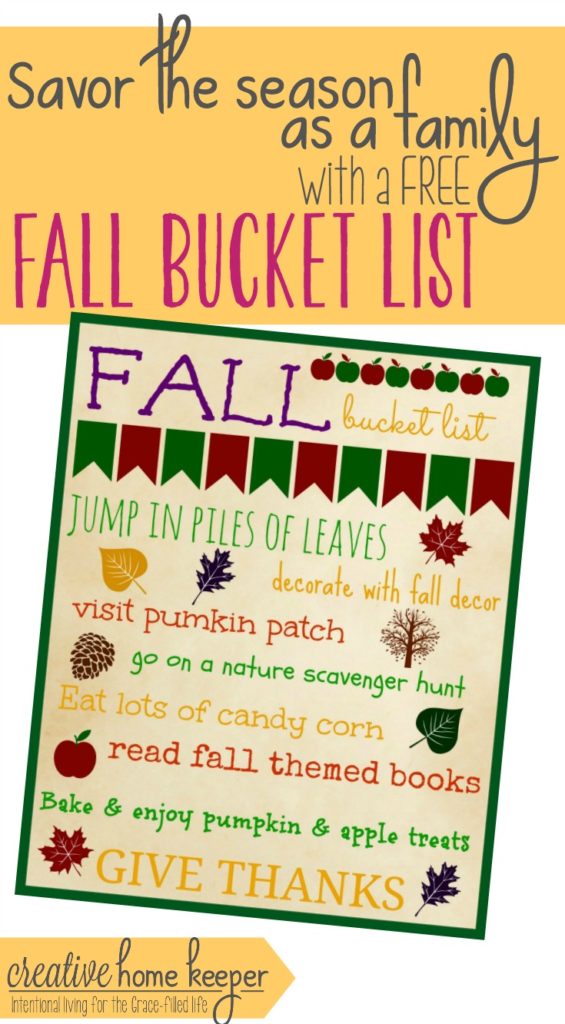 Savoring the season as a Family is possible with a little intentional planning and thought. Download this simple, FREE Fall bucket list to help prioritize your fall activities making sure that you are able to slow down and savor fall.