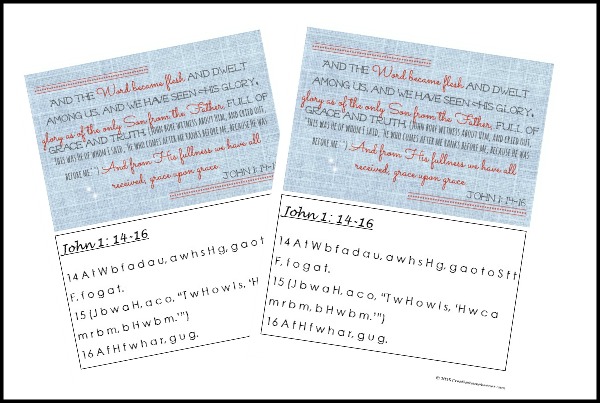 This month's Bible to Brain to Heart Scripture Memory Challenge verse is John 1: 14-16, where we are reminded that the Word became flesh and dwelt among us and through Him we have received grace upon grace. Download your FREE Scripture memory cards and first letter aids at CreativeHomeKeeper.com
