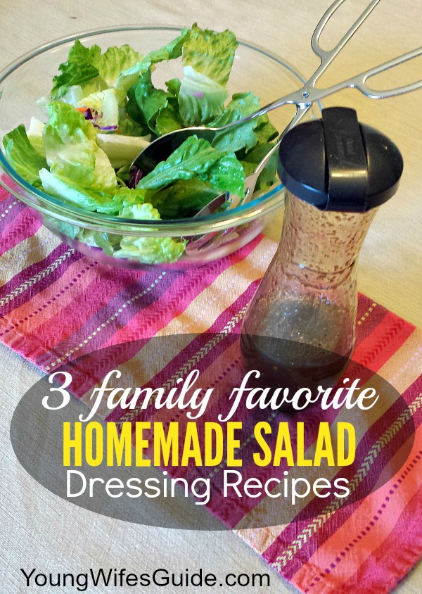 Love to top your salad with dressings but hate all the nasty ingredients in store bought versions? Make you own with these 3 homemade salad dressing recipes that are delicious and super easy to make. The whole family will love them! 