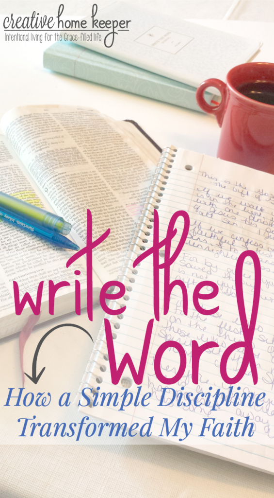 Writing the Word is a simple devotional discipline. It's a habit allowing you to go deep into God's Word instead of passively reading through. Simple and effective, this written discipline has completely transformed my faith and will transform yours too! 