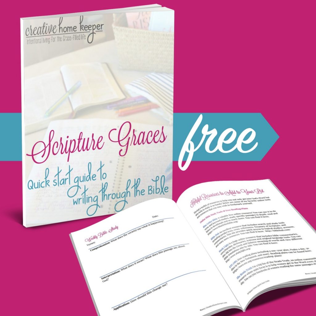 Want to get started writing out God's Word but don't know where to begin? Scripture Graces: A Quick Start Guide to Help You Write Through the Bible is a free resource for you to download today to help you get started writing the Word with ease!
