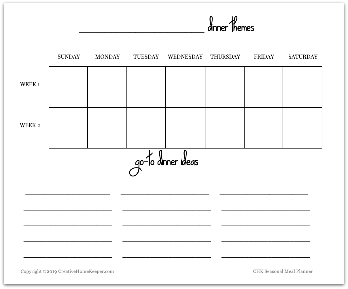 Seasonal Meal Planning template